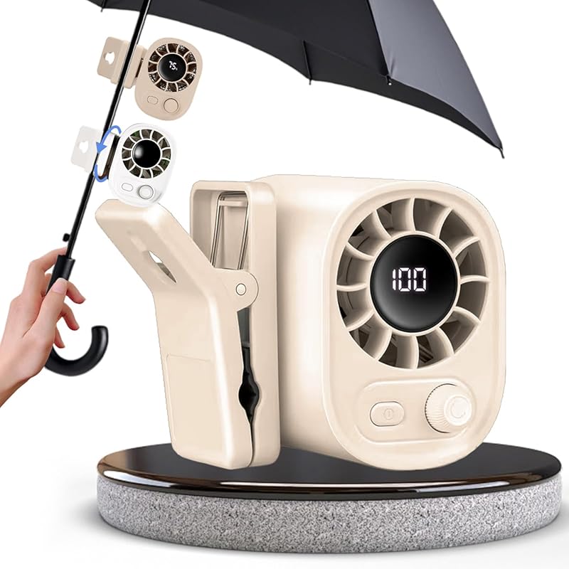 USB Rechargeable Car Clip-On Fan with LED Display 100 Speeds 360 Degre
