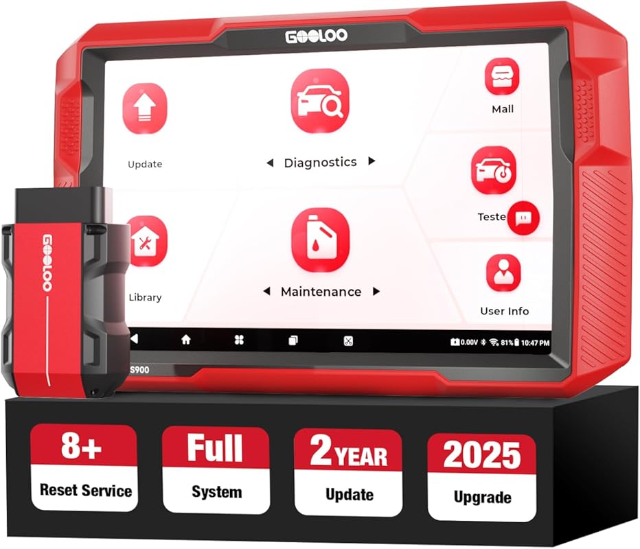 GOOLOO DS900 OBD2 scanner with 8 inch touchscreen, Bluetooth 5.0, bidi