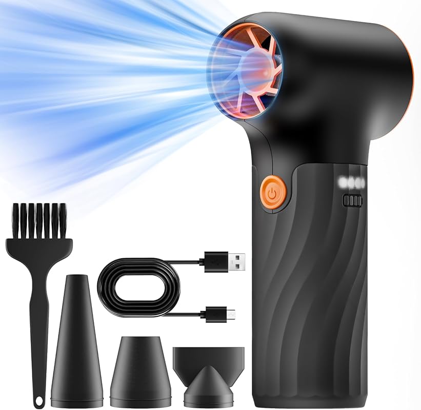 Mini Rechargeable Cordless Air Duster and Turbo Blower, High-Speed Fan