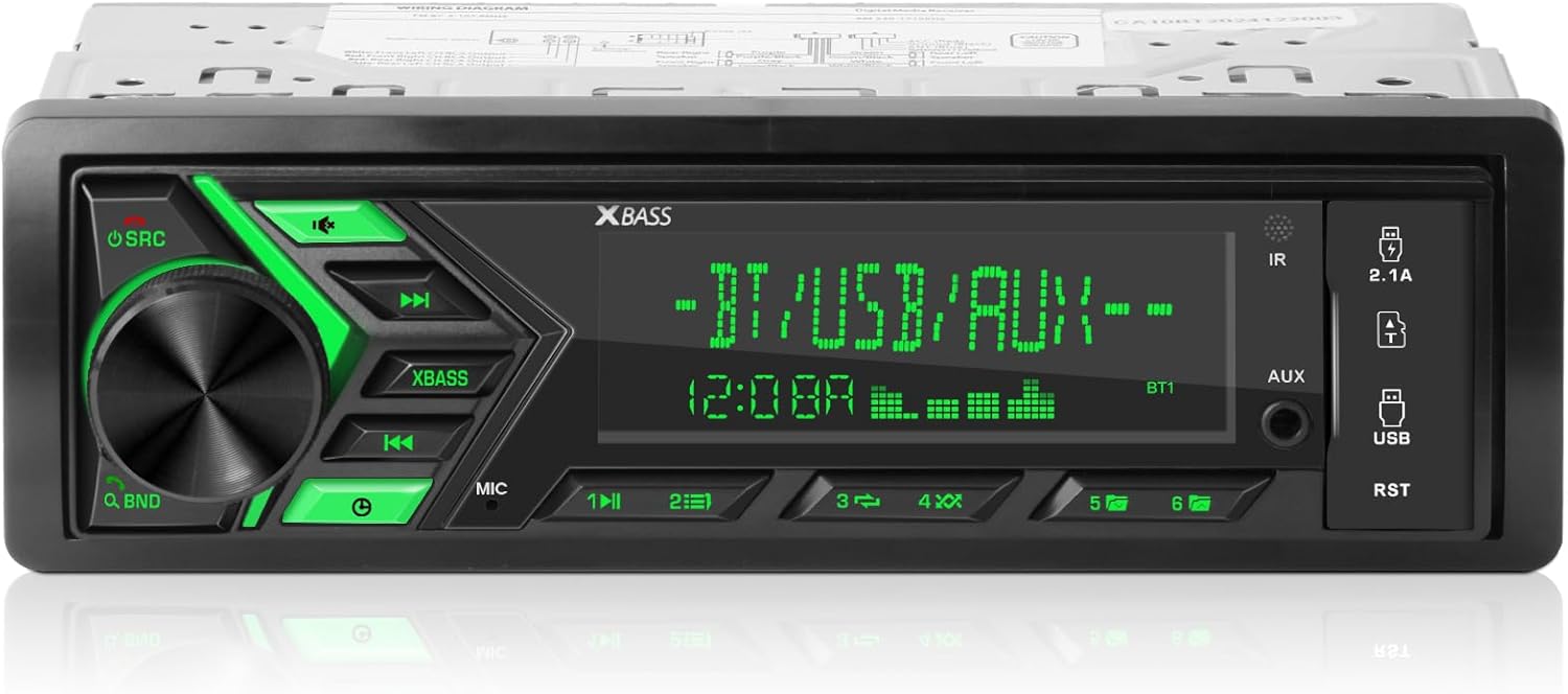 Single DIN Bluetooth car radio truck FM AM USB charging AUX 300W app c