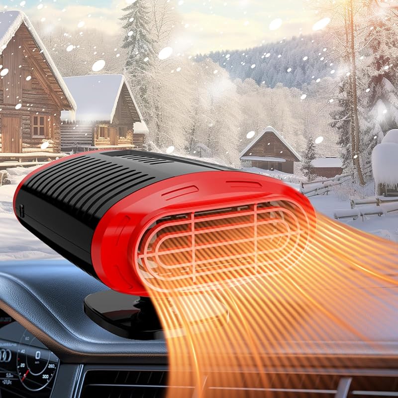 Portable 12V 2-in-1 car heater and cooling fan for windshield defoggin