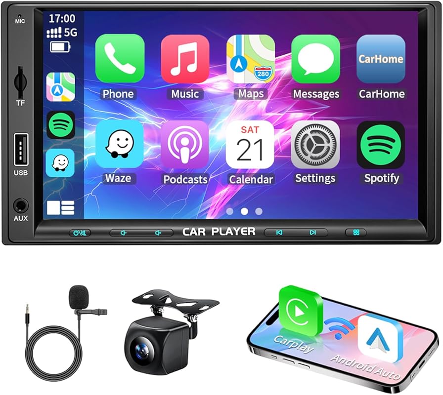 7-inch double-DIN stereo with Wireless Apple CarPlay and Android Auto,