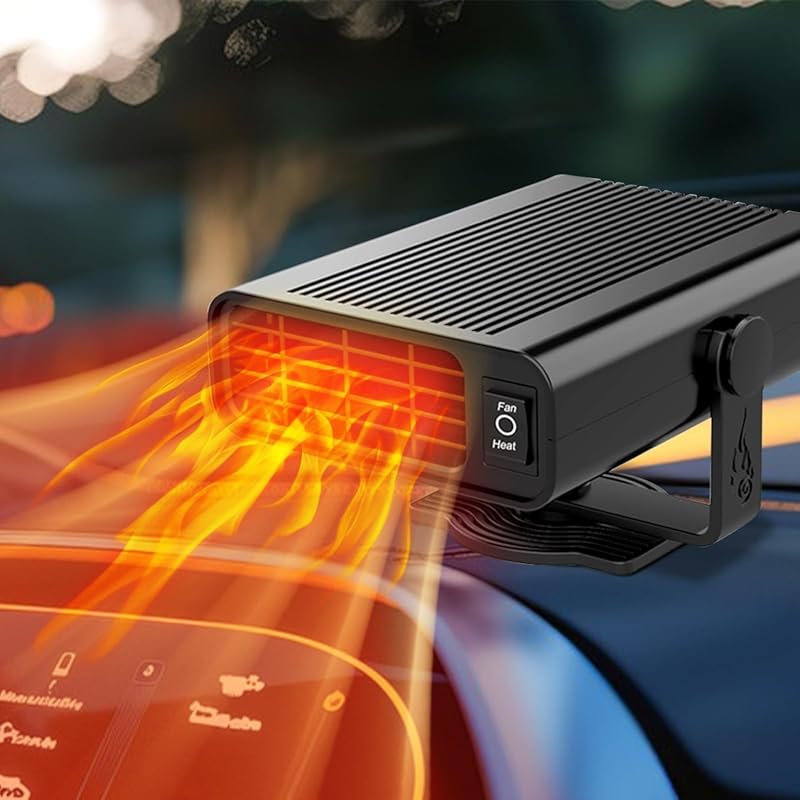 12V Portable Car Heater and Cooling Fan, 200W Plug-In Cigarette Lighte