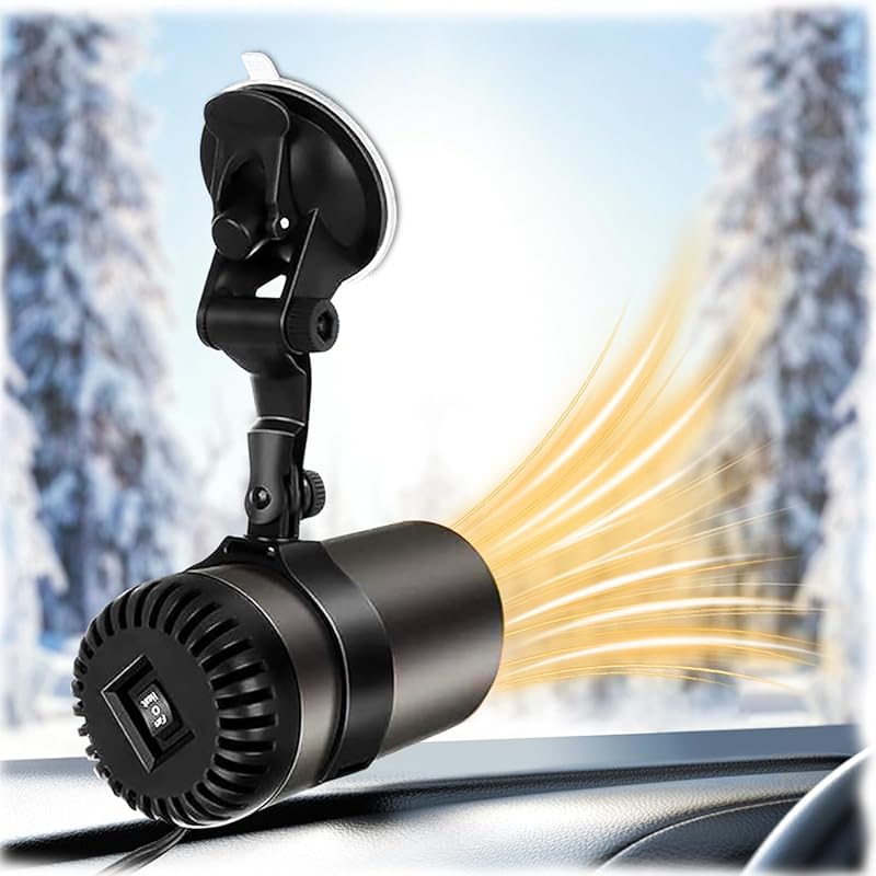 2-in-1 12V portable car heater and cooling fan with fast defrost 360-d