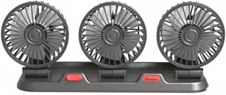 Portable 3-Head Car Cooling Fan, Adjustable 2-Speed Airflow, Quiet Com