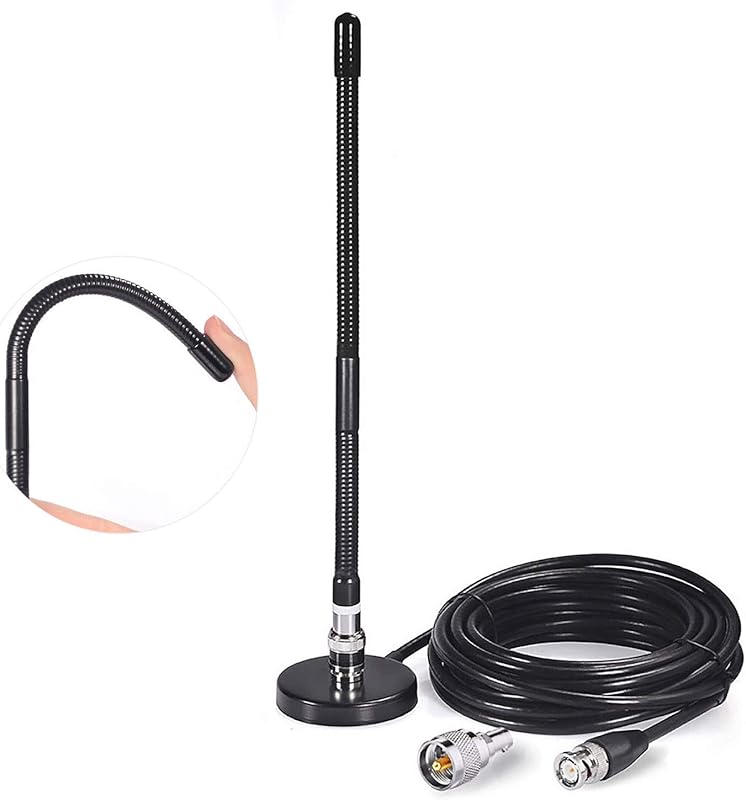 Bingfu 27MHz Soft Whip CB Radio Antenna with Magnetic Base BNC & PL259