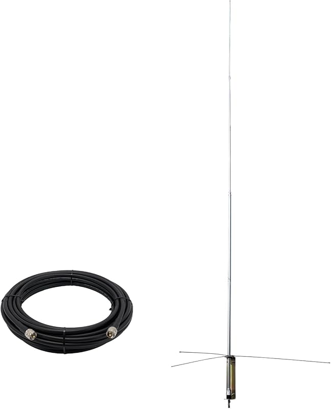 CB Base Station Antenna Kit with 50ft RG-8U Low Loss Coaxial Cable for