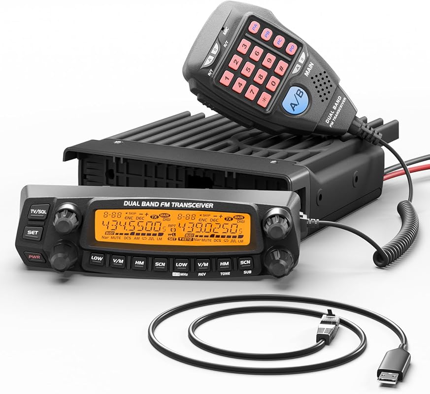 Radioddity DB50 Dual Band Mobile Radio, 50W UHF VHF Power, Detachable