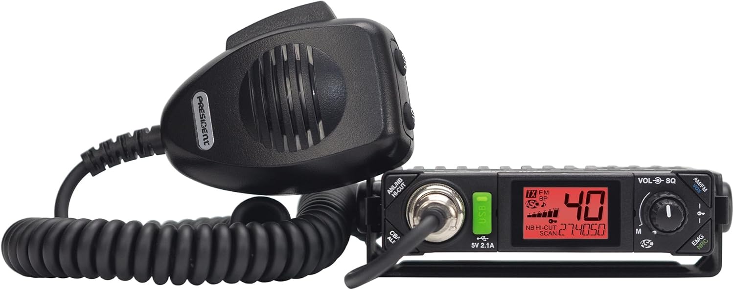 President Bill III FCC AM/FM Ultra-Compact CB Radio with P Channels, N