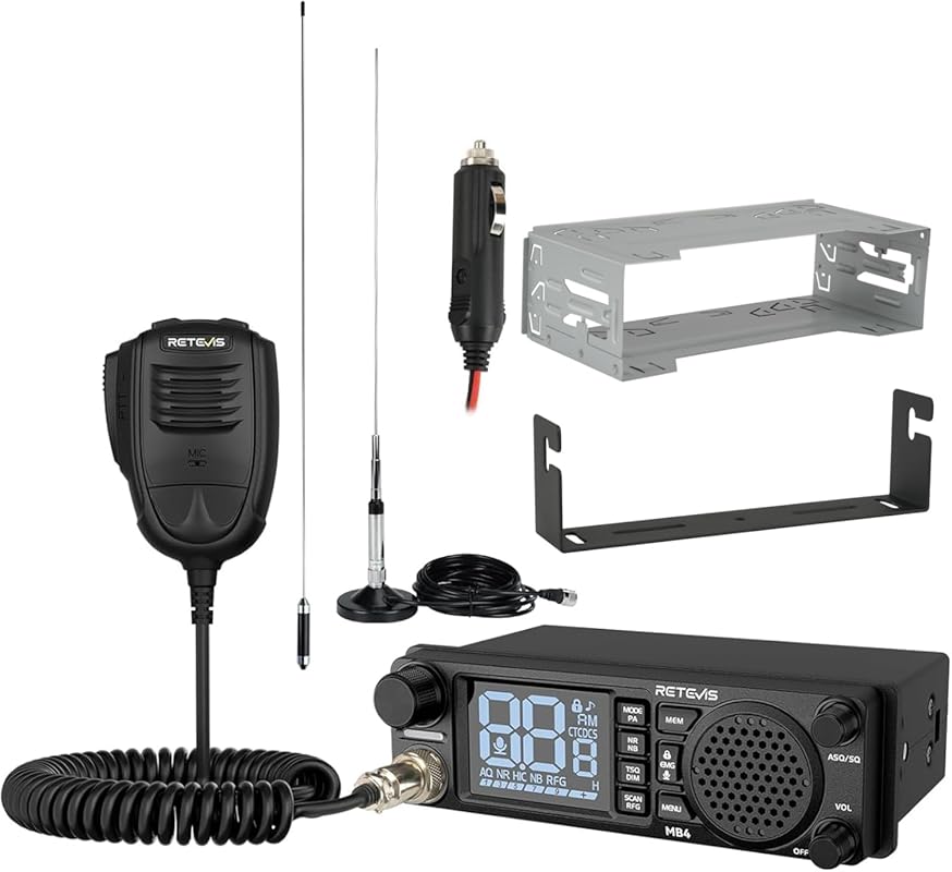 Retevis MB4 DIN Mount CB Radio Kit with Noise Canceling, 40 Channels, 