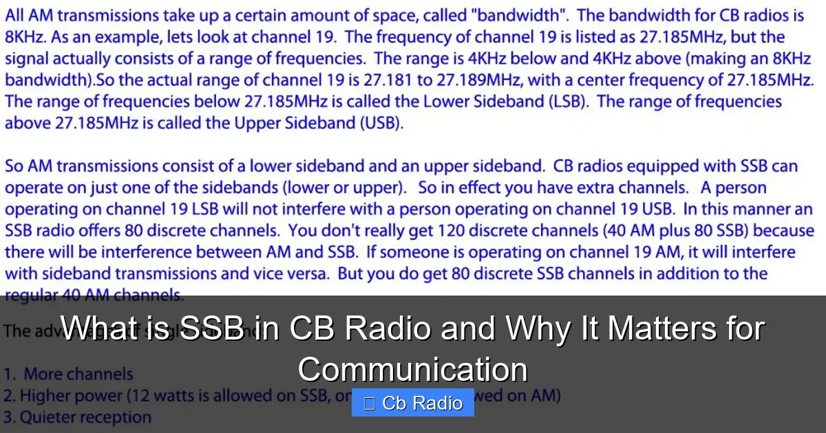 What is SSB in CB Radio and Why It Matters for Communication